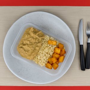 Strogonoff de mignon com arroz branco e batata inglesa ao forno - 300G