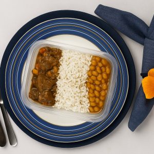 Picadinho de carne c/ arroz branco e feijão carioca