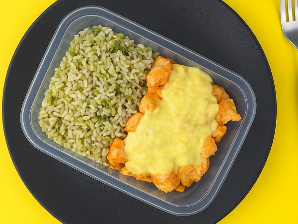 Frango grelhado com creme de milho e arroz de brócolis – (300g)