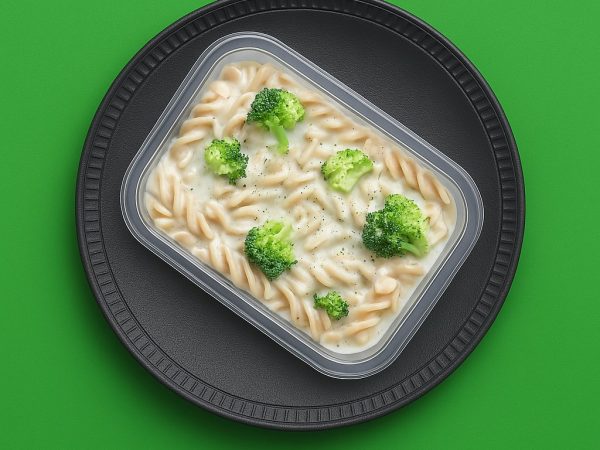 Macarrão ao molho de queijos com brócolis