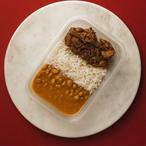 Fraldinha acebolada com arroz e feijão carioca - (300g)